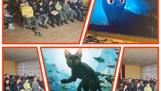 Kolāža no attēliem, kur cilvēki skatās kino