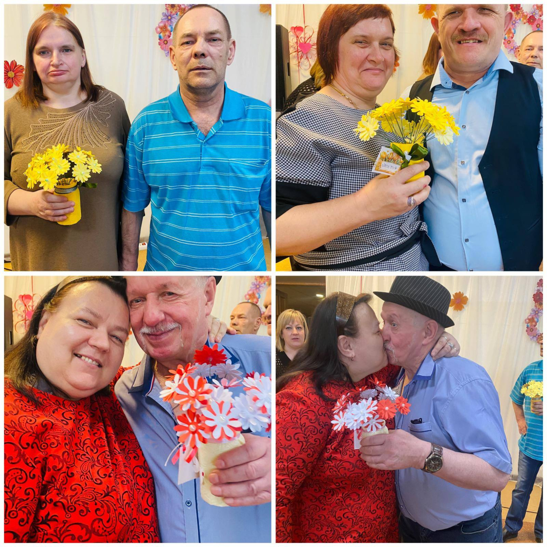 foto kolāž ar šievietēm un ziediem rokās